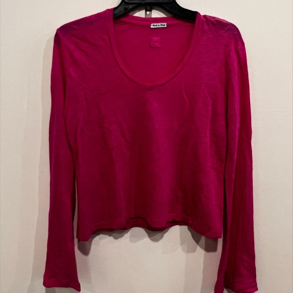 120% Lino Pink Long Sleeve Top